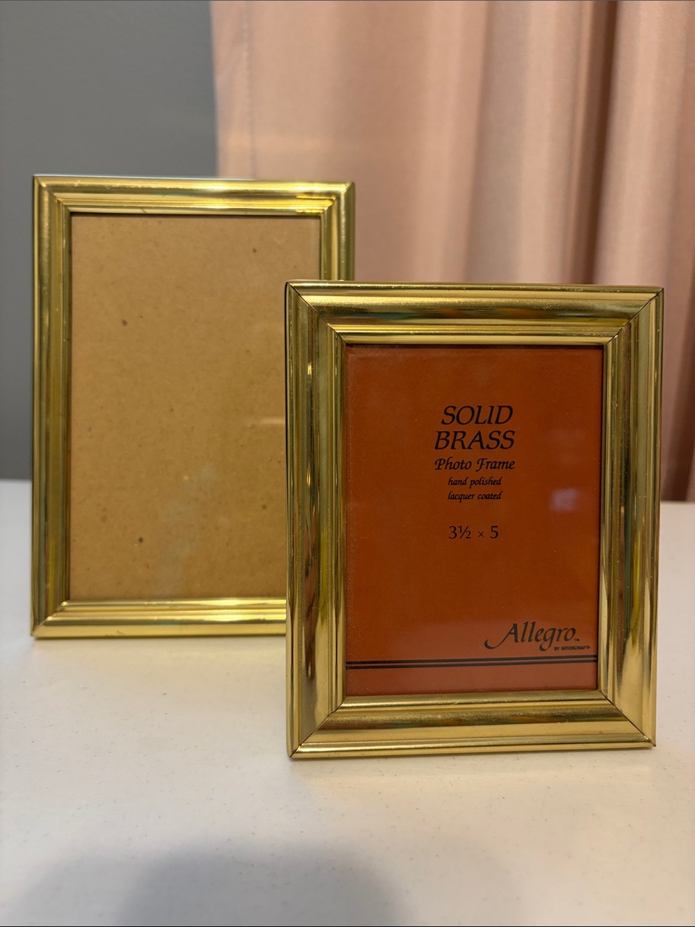 Vintage Allegro Solid Brass 3.5x5” & Fetco Gold 4x6” Photo Frame Set